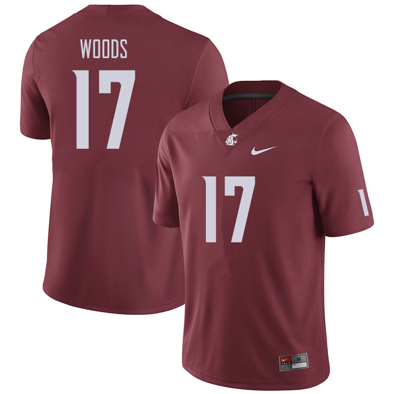 Washington State Cougars #17 Kassidy Woods Football Jerseys Sale-Crimson